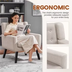 Yaheetech Button Tufted Armchair With Solid Wood Legs Beige 9 Yaheetech Button Tufted Armchair With Solid Wood Legs Beige -Furniture Haven Shop GUEST aafdccf7 b1a9 49da b0de 63e921e2aa37