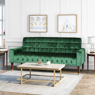 Hertford Tufted Velvet Sofa Emerald - Christopher Knight Home 1 Hertford Tufted Velvet Sofa Emerald - Christopher Knight Home