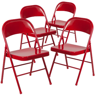 Emma And Oliver 4 Pack Double Braced Commercial Party Events Steel Metal Folding Chair 11 Emma And Oliver 4 Pack Double Braced Commercial Party Events Steel Metal Folding Chair - Image 11