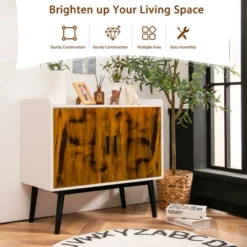 Costway Sideboard Buffet Storage Cabinet W/2 Door Metal Legs Accent Cabinet 32In -Furniture Haven Shop GUEST abb9d051 301d 4184 8ba0 a675751b048d