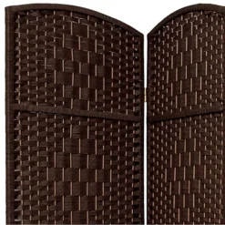 7 Ft. Tall Diamond Weave Room Divider - Dark Mocha (3 Panels)