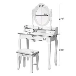 Costway White Vanity Wood Makeup Dressing Table Stool 3 Drawer 10 Costway White Vanity Wood Makeup Dressing Table Stool 3 Drawer -Furniture Haven Shop GUEST ad278840 dc08 4d1f bae6 e5d9d67cb48f