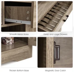 Costway Kitchen Storage Buffet Cabinet Farmhouse Wooden Sideboard W/2 Drawer & Wine Rack -Furniture Haven Shop GUEST ad3cd707 257b 4cbe bcf0 383e076b0de4