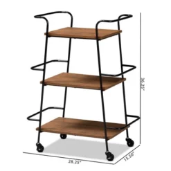 Small Bernard Rustic Industrial Metal And Wood 3 Tier Mobile Wine Bar Cart Black/Walnut - Baxton Studio 19 Small Bernard Rustic Industrial Metal And Wood 3 Tier Mobile Wine Bar Cart Black/Walnut - Baxton Studio -Furniture Haven Shop GUEST ad9acae4 0fdb 4ded 9dfe 4f5756c1657b