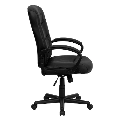 Mid-Back LeatherSoft Executive Swivel Office Chair With Three Line Horizontal Stitch Back And Arms Black - Flash Furniture 1 Mid-Back LeatherSoft Executive Swivel Office Chair With Three Line Horizontal Stitch Back And Arms Black - Flash Furniture