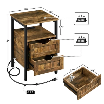 Yaheetech 2-Drawer End Table With Charging Outlets And USB Ports 2 Yaheetech 2-Drawer End Table With Charging Outlets And USB Ports - Image 2