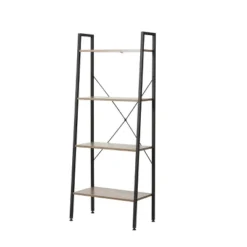 LuxenHome 4-Shelf 58.3" X 23.62" W Wood And Metal Ladder Bookcase. 26 LuxenHome 4-Shelf 58.3" X 23.62" W Wood And Metal Ladder Bookcase. -Furniture Haven Shop GUEST ae5400cb 1a57 4323 a580 90b6b03d91aa