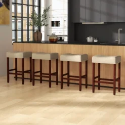 Costway Set Of 2 Bar Stools Counter Height Saddle Kitchen Chairs With Wooden Legs -Furniture Haven Shop GUEST afa65689 36ca 45cb 8a77 4d02aebad30c