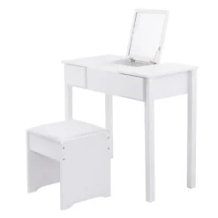 Tangkula 2 Drawers Make-up Mirror Set Vanity Dressing Table Flip-type Desktop With Stool 17 Tangkula 2 Drawers Make-up Mirror Set Vanity Dressing Table Flip-type Desktop With Stool -Furniture Haven Shop GUEST afacbc5b 4e03 4f65 b2cf baa243e170da