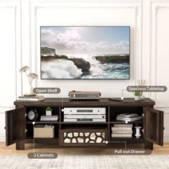 Tangkula 55" Retro TV Stand Media Entertainment Center W/ Mirror Doors & Drawer Brown 14 Tangkula 55" Retro TV Stand Media Entertainment Center W/ Mirror Doors & Drawer Brown -Furniture Haven Shop GUEST afde210f 5f93 430f bd08 12a2ad2f3d5f