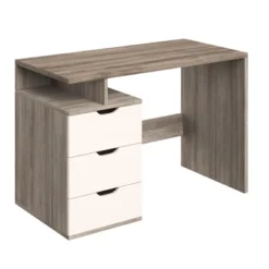 Computer Desk - Contemporary Desk With Attached 3-Drawer File Cabinet - For Home Office, Bedroom, Computer, Or Craft Table By Lavish Home (White)