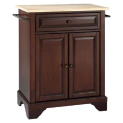 LaFayette Natural Wood Top Portable Kitchen Island - Vintage Mahogany - Crosley