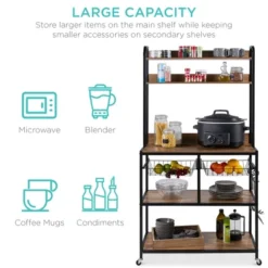 Best Choice Products 67in Counter-Height Baker's Rack W/ Locking Wheels, Adjustable Feet, 2 Wire Baskets 9 Best Choice Products 67in Counter-Height Baker's Rack W/ Locking Wheels, Adjustable Feet, 2 Wire Baskets -Furniture Haven Shop GUEST b0b3805c 1f23 4dda b0bb 45d75ed8d35f