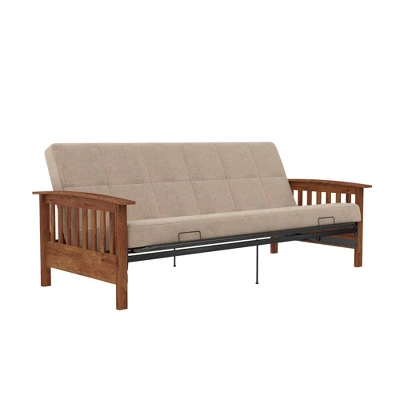 Full Brixen Wood Arm Metal Futon Frame With 6" Mattress - Room & Joy 1 Full Brixen Wood Arm Metal Futon Frame With 6" Mattress - Room & Joy