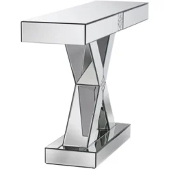 Studio 55D Modern Mirrored Rectangular Console Table 46 1/2" X 13" Silver Glass Mosaic X-Frame For Living Room Home House Entryway 13 Studio 55D Modern Mirrored Rectangular Console Table 46 1/2" X 13" Silver Glass Mosaic X-Frame For Living Room Home House Entryway -Furniture Haven Shop GUEST b161c1a7 1b42 4e51 b303 cd343475fbb3