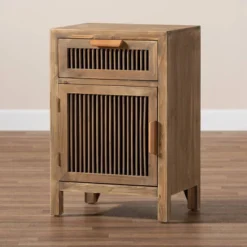 Clement 1 Door And 1 Drawer Wood Spindle Nightstand Brown - Baxton Studio -Furniture Haven Shop GUEST b1a1c6b7 3ba6 4b1d b557 7695d638de48