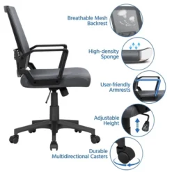 Yaheetech Adjustable Mid-Back Office Chair Computer Chair With Wheels -Furniture Haven Shop GUEST b1f69a16 4ad7 4fc8 a9f2 f0edb626ae92