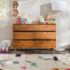 Mid-Century Modern Groove Wood 6 Drawer Dresser - Saracina Home -Furniture Haven Shop GUEST b23f9ced 0f20 4832 b513 915786661b90