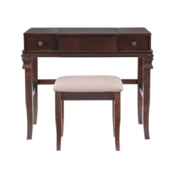 Home Angela Vanity Set Walnut - Linon -Furniture Haven Shop GUEST b269202f b648 4f17 9945 46848c161147