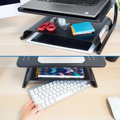 Mount-It! 2 Tier Desk Organizer Riser | Computer Monitor Stand With Keyboard Storage Shelf For Desktops, Laptops, Printers, Home Office Space Saver 3 Mount-It! 2 Tier Desk Organizer Riser | Computer Monitor Stand With Keyboard Storage Shelf For Desktops, Laptops, Printers, Home Office Space Saver - Image 3
