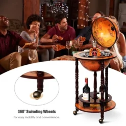 Costway 17.5'' Wood Globe Wine Bar Stand 16th Century Italian Rack Liquor Bottle Shelf 12 Costway 17.5'' Wood Globe Wine Bar Stand 16th Century Italian Rack Liquor Bottle Shelf -Furniture Haven Shop GUEST b2f31ea8 85f9 49f4 9e77 80a90476fb14