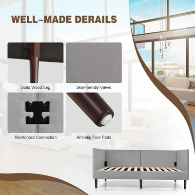 Costway Twin Daybed Upholstered Linen Wooden Sofa Bed Frame Heavy Duty Living Room Grey 7 Costway Twin Daybed Upholstered Linen Wooden Sofa Bed Frame Heavy Duty Living Room Grey - Image 7