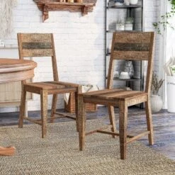 2pk Hoverton Open Back Mango Wood Dining Chairs Warm Natural Tone - Furniture Of America