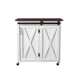 Lashire Barn Door Kitchen Cart Dark Brown/White - Aiden Lane 9 Lashire Barn Door Kitchen Cart Dark Brown/White - Aiden Lane -Furniture Haven Shop GUEST b441a2fe 19dd 405f a2be e828dff24ea1