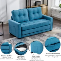 59.4" Upholstered Loveseat Sofa Couch, Pull-Out Sofa Bed With Side Pocket-ModernLuxe 18 59.4" Upholstered Loveseat Sofa Couch, Pull-Out Sofa Bed With Side Pocket-ModernLuxe -Furniture Haven Shop GUEST b4665278 4c9c 4cf7 ac09 01941263a853