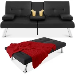 Best Choice Products Modern Faux Leather Convertible Futon Sofa W/ Removable Armrests, Metal Legs, 2 Cupholders 17 Best Choice Products Modern Faux Leather Convertible Futon Sofa W/ Removable Armrests, Metal Legs, 2 Cupholders -Furniture Haven Shop GUEST b5d2c6f1 282d 4973 b5fa 913071cee81e