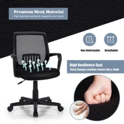 Costway Height Adjustable Mid-Back Mesh Chair Executive Chair W/ Lumbar Support -Furniture Haven Shop GUEST b601e402 1291 4e1e 9e29 e45b0075b34f