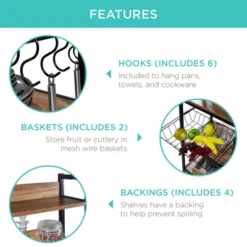 Best Choice Products 67in Counter-Height Baker's Rack W/ Locking Wheels, Adjustable Feet, 2 Wire Baskets 10 Best Choice Products 67in Counter-Height Baker's Rack W/ Locking Wheels, Adjustable Feet, 2 Wire Baskets -Furniture Haven Shop GUEST b7b04d67 5e56 4998 977c c6914d81d7c0