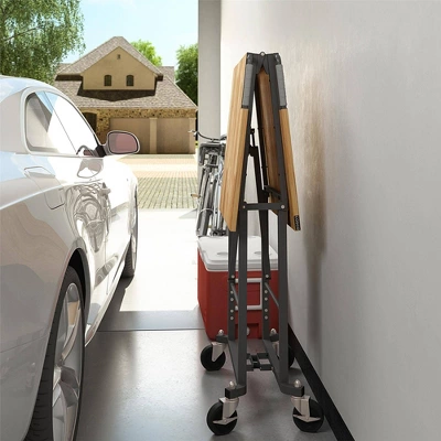 Portable Folding Workbench Hardwood Top Dark Gray - Room & Joy 2 Portable Folding Workbench Hardwood Top Dark Gray - Room & Joy - Image 2