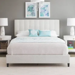 Malik Mid-Century Vertical Channel Linen Upholstered Platform Bed - Eco Dream -Furniture Haven Shop GUEST b8ee1473 3322 4594 946c 731f97340af6