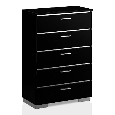3pc Shorehaven Contemporary Nightstand And Chest California King Bedroom Set Black/Chrome - MiBasics 4 3pc Shorehaven Contemporary Nightstand And Chest California King Bedroom Set Black/Chrome - MiBasics - Image 4
