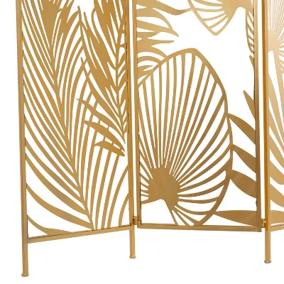 Glam Metal Palms Room Divider Screen Gold - Olivia & May 3 Glam Metal Palms Room Divider Screen Gold - Olivia & May - Image 3