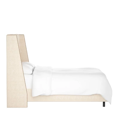 King Arlette Nail Button Tufted Wingback Bed In Textured Linen Cream - Skyline Furniture 2 King Arlette Nail Button Tufted Wingback Bed In Textured Linen Cream - Skyline Furniture - Image 2