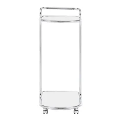 Bedford Chrome Finish Round Edge Bar Cart Silver - Inspire Q -Furniture Haven Shop GUEST b9b042b9 f9ad 428e 81fe 1d349b35d320