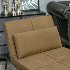 HOMCOM 4-in-1 Multi Function Folding Single Sofa Bed With Retractable Footrest, Convertible Sleeper With Adjustable Backrest, Brown -Furniture Haven Shop GUEST bb378ed1 22f9 47e4 9568 5c4ea704345a