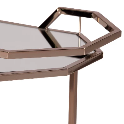 Arya Art Deco Bar Cart Gold - Aiden Lane 3 Arya Art Deco Bar Cart Gold - Aiden Lane - Image 3