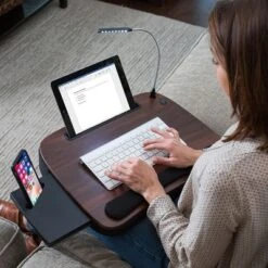 Sofia + Sam Multi Tasking Memory Foam Lap Desk With USB Light ( Brown Wood Top) -Furniture Haven Shop GUEST bc9689dd 0859 44e2 803a 022e7bd0d393