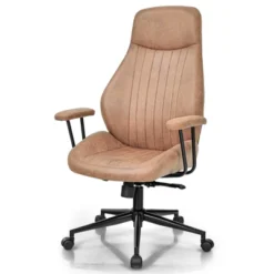 Costway High Back Office Chair Reclining Task Chair Suede Fabric BrownRed -Furniture Haven Shop GUEST bcff0e11 44df 4a5d b38c b60d0c49fba6
