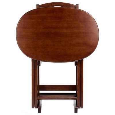 5pc Nathan Snack Table Set In Cappuccino Brown - Winsome 2 5pc Nathan Snack Table Set In Cappuccino Brown - Winsome - Image 2