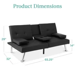 Best Choice Products Modern Faux Leather Convertible Futon Sofa W/ Removable Armrests, Metal Legs, 2 Cupholders 16 Best Choice Products Modern Faux Leather Convertible Futon Sofa W/ Removable Armrests, Metal Legs, 2 Cupholders -Furniture Haven Shop GUEST bdcedf31 fa4e 4cf5 ba09 7fd110803e1d