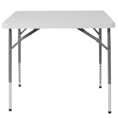 Emma And Oliver 2.79-Foot Square Height Adjustable Granite White Plastic Folding Table 7 Emma And Oliver 2.79-Foot Square Height Adjustable Granite White Plastic Folding Table - Image 7