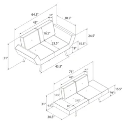 RealRooms Euro Upholstered Tufted Loveseat Futon With Storage Pockets -Furniture Haven Shop GUEST be996b60 a7be 4c15 b0e0 c97236483dce