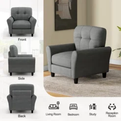Costway Upholstered Modern Accent Chair Mid-Century Armchair With Sturdy Legs Grey/Beige 16 Costway Upholstered Modern Accent Chair Mid-Century Armchair With Sturdy Legs Grey/Beige -Furniture Haven Shop GUEST bf3758d8 0b1d 4504 8c44 9b0530abc908