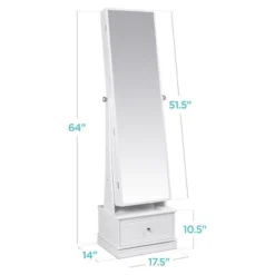 Best Choice Products 360 Swivel Standing Mirrored Jewelry Cabinet, LED-Lit Makeup Organizer W/ Mirror - White 11 Best Choice Products 360 Swivel Standing Mirrored Jewelry Cabinet, LED-Lit Makeup Organizer W/ Mirror - White -Furniture Haven Shop GUEST bfb5e473 a483 4ec3 a1fa aec0ddfb6dc2