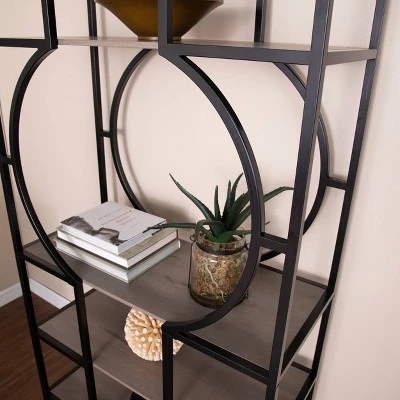 68.25" Vikrin 5 Tier Bookshelf Natural/Black - Aiden Lane 5 68.25" Vikrin 5 Tier Bookshelf Natural/Black - Aiden Lane - Image 5