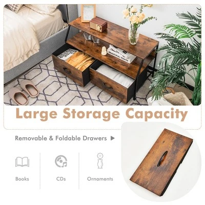 Costway Dresser TV Stand Media Console Table Organizer W/2 Storage Drawer & Open Shelves 5 Costway Dresser TV Stand Media Console Table Organizer W/2 Storage Drawer & Open Shelves - Image 5